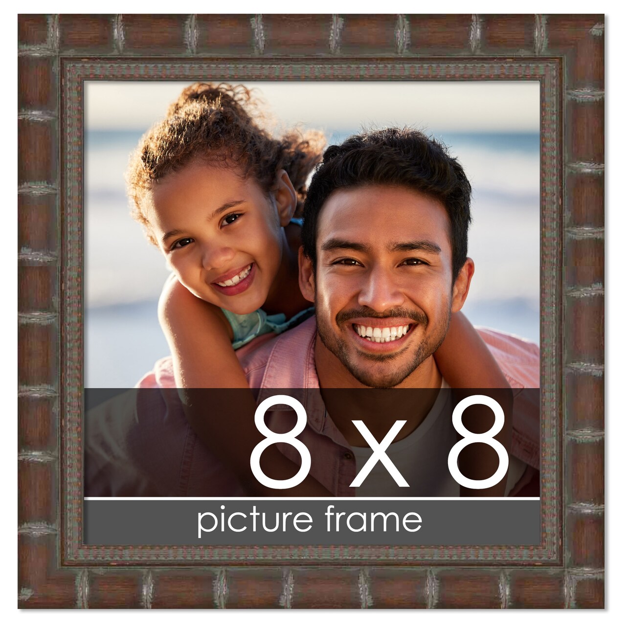 8x8 Modern Bamboo Picture Frame with UV-Resistant Acrylic & Acid Free Backing, Available in 5 Finishes - Gold, Silver, Brown, Black, and Natural